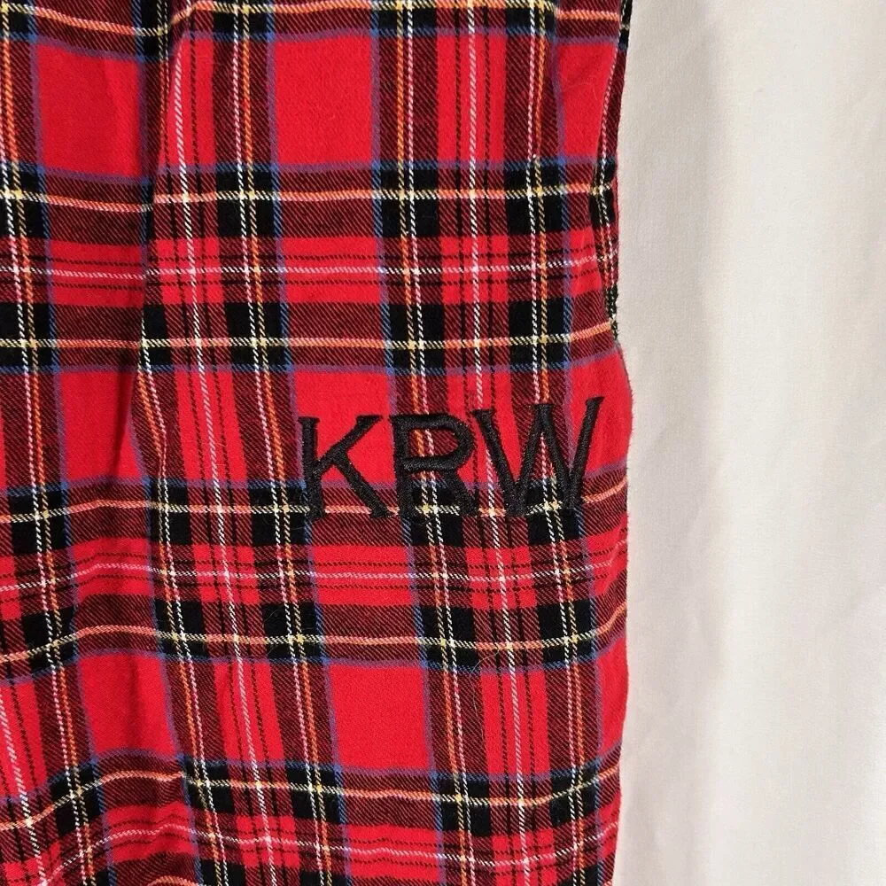 J. Crew Sleep Pants Men's Large Red Plaid Drawstring Pull On Pockets KRW Cotton